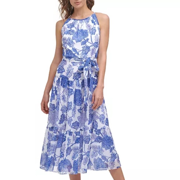 Jessica Howard Dresses & Skirts - Jessica Howard Blue and White Floral Maxi Midi Dress Size 10